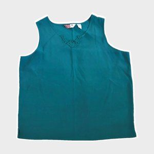 Sheridan Square Lace Detail Teal Sleeveless Blouse size 22W lightweight cute